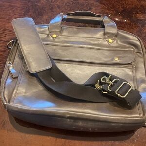 Mens gently worn leather briefcase with computer storage